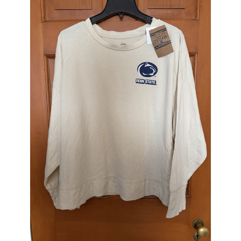 Women's Rivalry Threads Penn State Ivory Long Sleeve Crewneck Shirt Size XL NWT